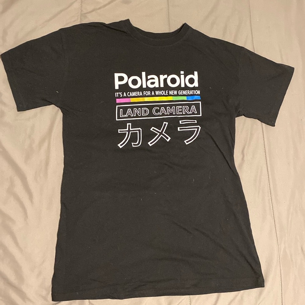 Men’s small fit black Polaroid T-shirt